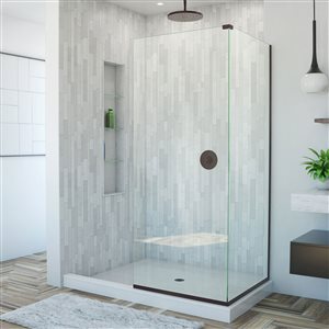 Porte de douche sans cadre Linea de DreamLine, panneaux de verre, 30 po x 72 po, bronze huilé