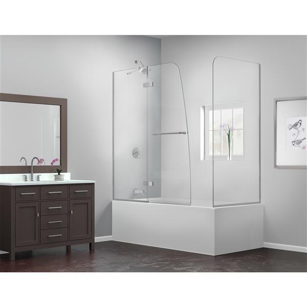 DreamLine Aqua Ultra Bathtub Door - Standard Installation - 57-in - Brushed Nickel