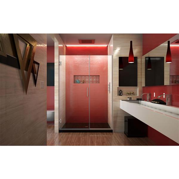 Porte de douche sans cadre Unidoor Plus de DreamLine, 47.5 po x 72 po, nickel brossé