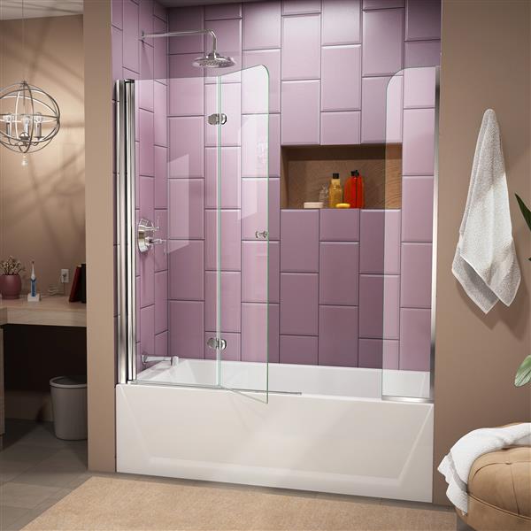 DreamLine Aqua Fold Bathtub Door - Alcove Installation - 56-in - Chrome