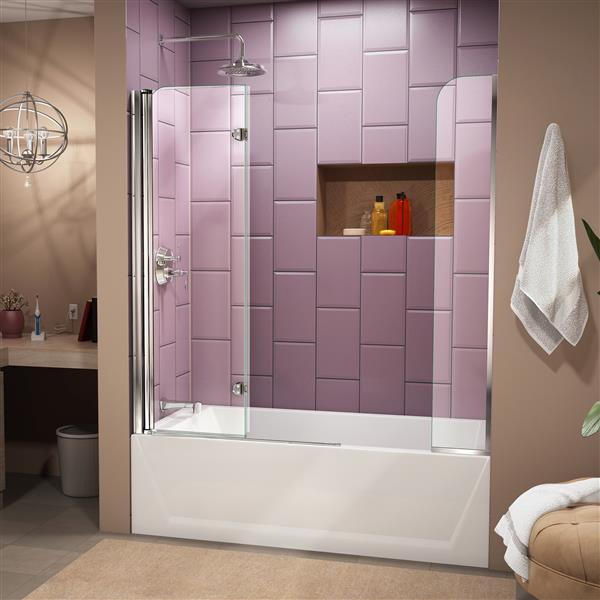 DreamLine Aqua Fold Bathtub Door - Alcove Installation - 56-in - Chrome