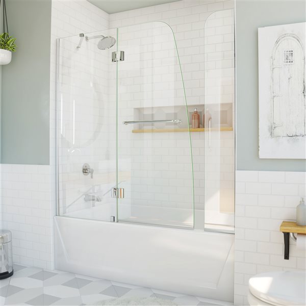 DreamLine Aqua Bathtub Door - Alcove Installation - 56-in - Chrome