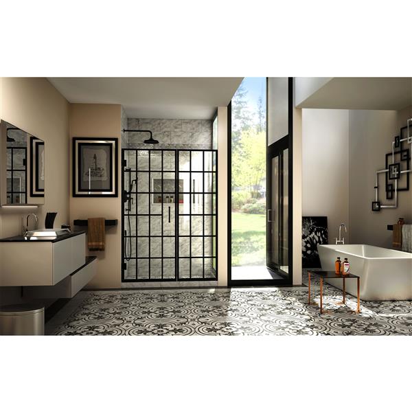 DreamLine Unidoor Toulon Shower Door - Alcove Installation - 52-in - Satin Black