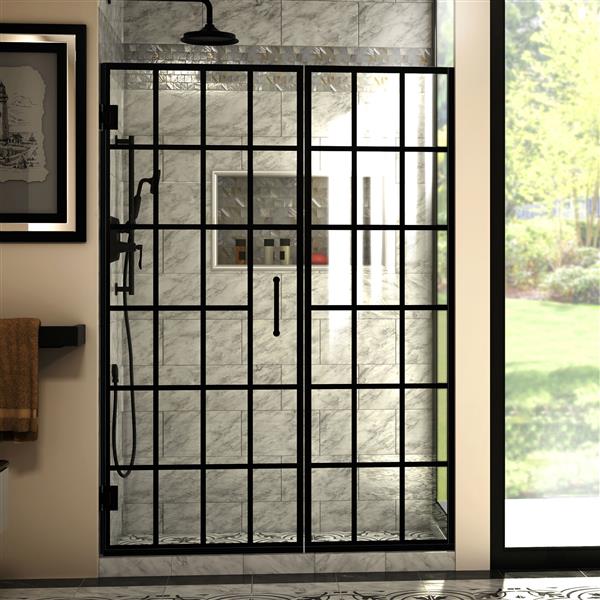 DreamLine Unidoor Toulon Shower Door - Alcove Installation - 52-in - Satin Black