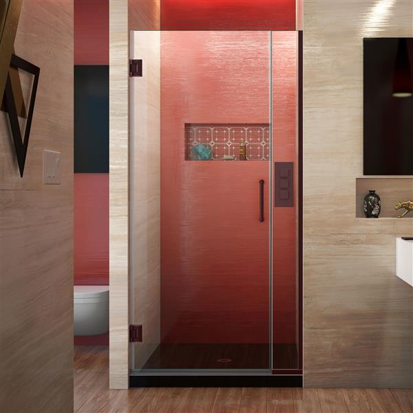 DreamLine Unidoor Plus Shower Door - Alcove Installation - 35.5-in - Oil Rubbed Bronze
