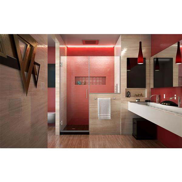 DreamLine Unidoor Plus Shower Door - Alcove Installation - 48-in - Brushed Nickel