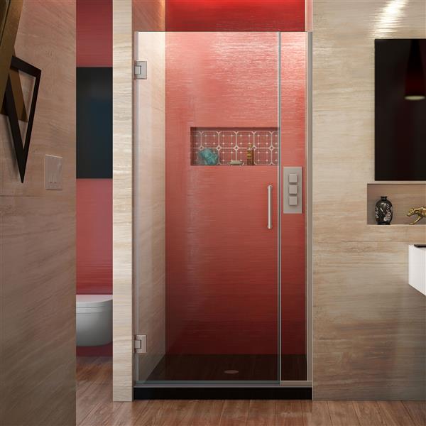 DreamLine Unidoor Plus Shower Door - Alcove Installation - 29.5-in - Brushed Nickel