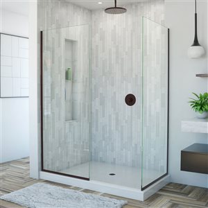 Porte de douche Linea de DreamLine en verre, 30 po x 72 po, bronze huilé