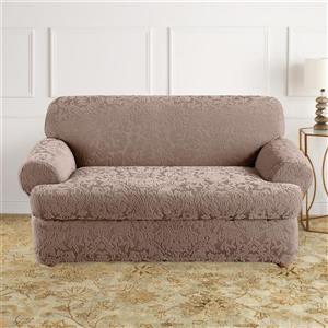 Sure Fit Jacquard Damask Loveseat Cover - 73-in x 37-in - Mushroom