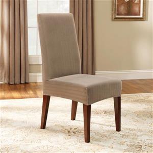 Sure Fit Stretch Pinstripe Dining Chair Cover - 18.5-in x 42-in - Taupe