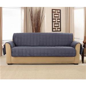 Sure Fit Deep Pile Velvet Sofa Cover - 93-in x 37-in - Storm Blue