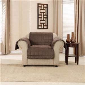 Sure Fit Deep Pile Velvet Armchair Cover - 48-in x 37-in - Chocolate