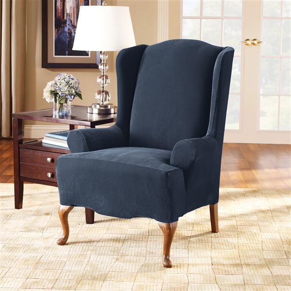 Surefit Sure Fit Stretch Pique Wing Chair Cover 29 In X 42 In Navy Stpiwingnavy1 Rona