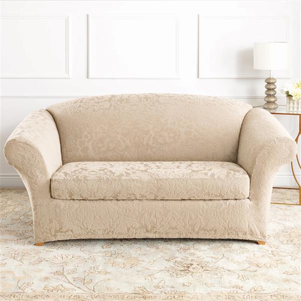 Surefit Sure Fit Jacquard Damask Loveseat Cover 73 In X 37 In Oyster Jadalob2oyst1 Rona