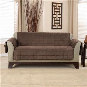Sure Fit Deep Pile Velvet Loveseat Cover - 73-in x 37-in - Chocolate
