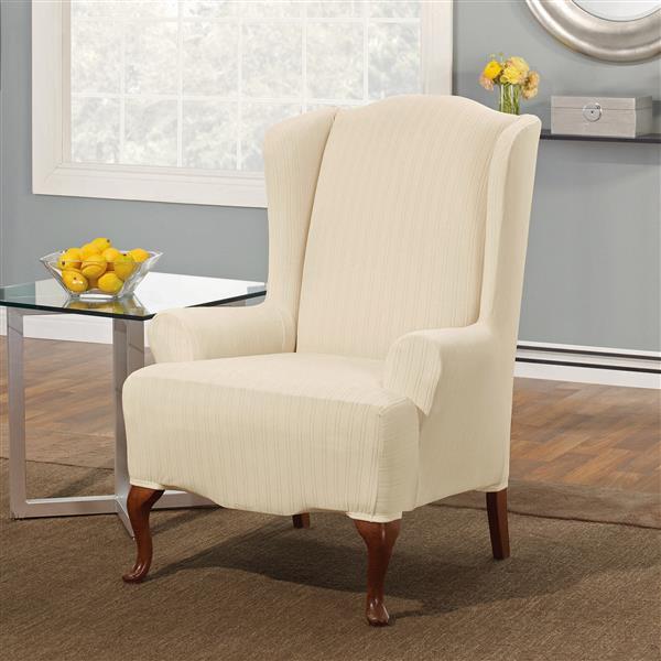 SUREFIT Sure Fit Stretch Pinstripe Wing Chair Cover 29in x 42in