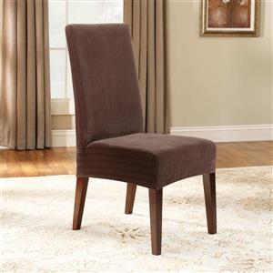 Sure Fit Stretch Pinstripe Dining Chair Cover - 18.5-in x 42-in - Chocolate
