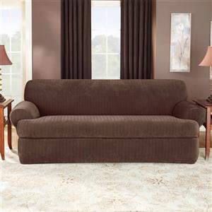 Sure Fit Stretch Pinstripe Sofa Cover - 96-in x 37-in - Chocolate