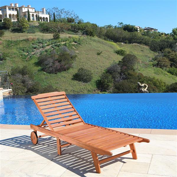 Vifah Malibu Outdoor Patio Wood Beach Pool Lounge Set 2 pcs V1802SET1 RONA