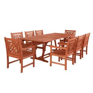 Ensemble de table à manger d'extérieur extensible Malibu de Vifah, 9 mcx