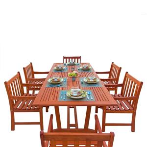 Ens. de table à dîner extensible pour patio Malibu de Vifah, bois dur, 7 mcx