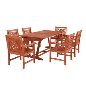 Ensemble de table à manger d'extérieur extensible Malibu de Vifah, 7 mcx
