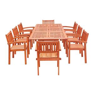 Ens. à dîner extensible Malibu de Vifah et chaises empilables, 9 mcx
