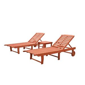 Ensemble de chaises longues avec table en bois Malibu de Vifah, 3 mcx