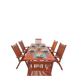 Ens. de table à manger d'extérieur extensible Malibu de Vifah, bois dur, 7 mcx