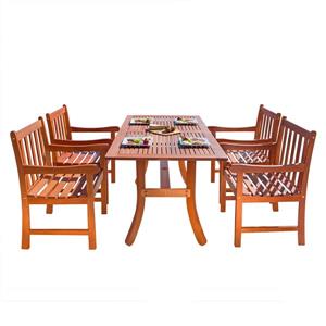 Ens. de table à manger 5 pièces Malibu de Vifah avec chaises courbées