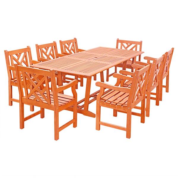 Vifah Malibu Outdoor Wood Dining Set With Extension Table 9 Pcs V232set32 Rona Vifah Malibu Outdoor Wood Dining Set, Malibu Outdoor Furniture