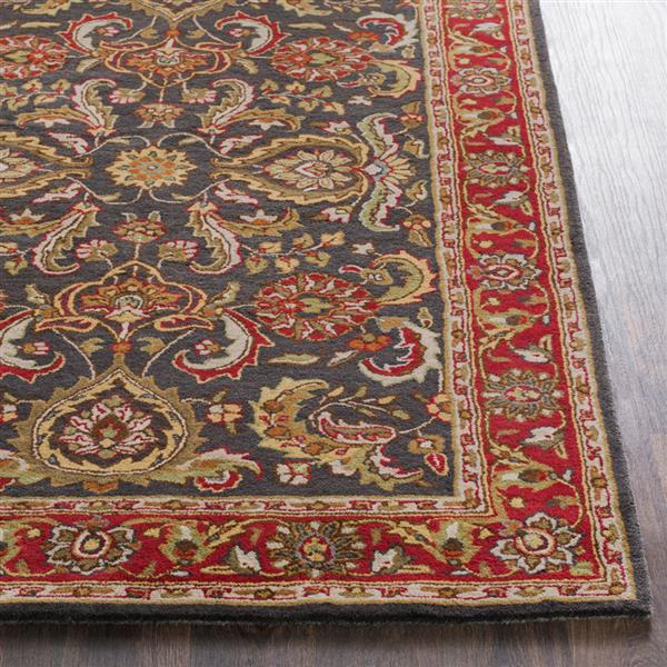 Surya Middleton Traditional Area Rug - 9-ft x 13-ft - Rectangular - Charcoal/Red