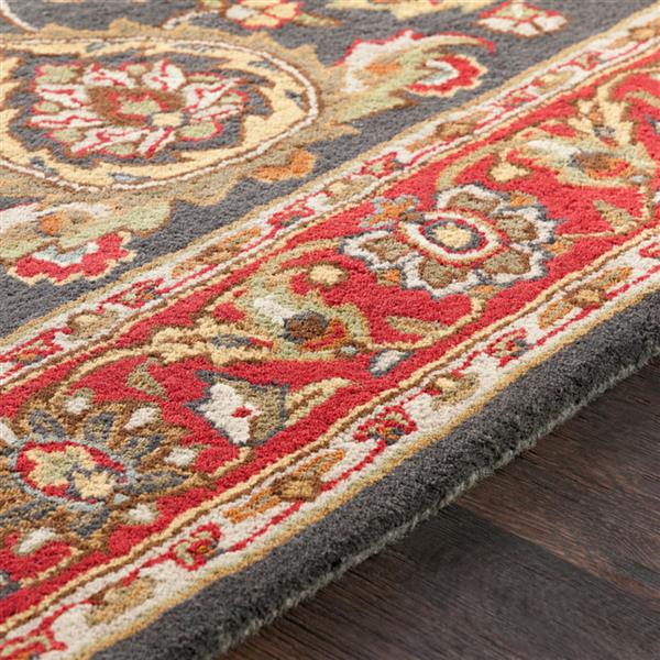 Surya Middleton Traditional Area Rug - 9-ft x 13-ft - Rectangular - Charcoal/Red