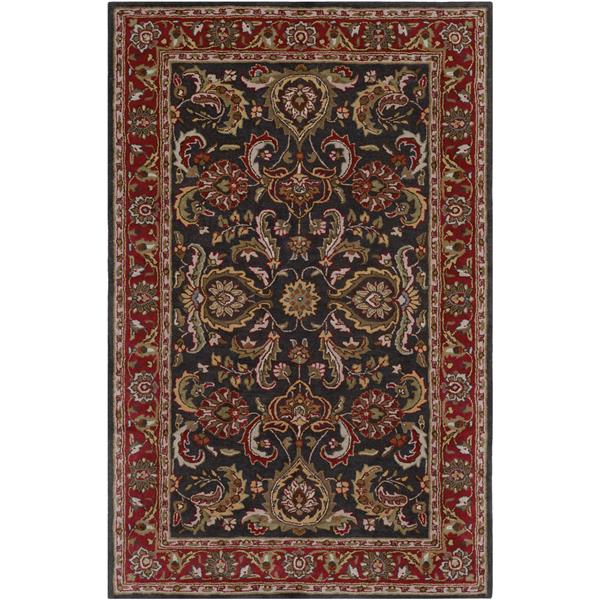 Surya Middleton Traditional Area Rug - 9-ft x 13-ft - Rectangular - Charcoal/Red