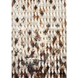 Tapis Sidra de Kalora, motif géométrique, 5, 08 pi x 7, 58 pi, crème