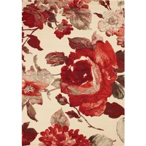 Novelle Home Fiona Rug - Vintage Floral Pattern - 5.25-ft x 7.3-ft - Cream