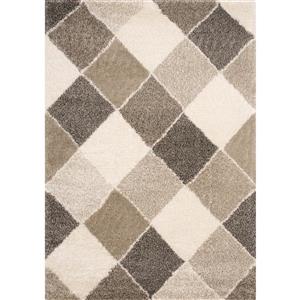 Tapis Maroq de Kalora, motif géométrique, 7, 8 pi x 10, 83 pi, crème