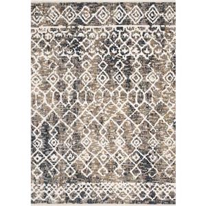 Tapis Nepal de Kalora, motif tribal, 2, 08 pi x 3, 58 pi, beige