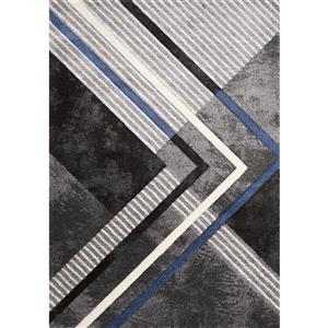 Tapis Soho de Kalora, motif géométrique, 5, 25 pi x 7, 58 pi, gris