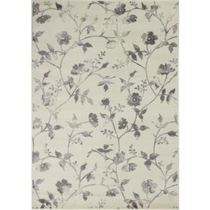 Novelle Home Meridian Rug - Flower Pattern - 5.25-ft x 7.58-ft - Cream