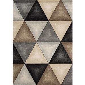Tapis Freemont de Kalora, triangles, 7, 8 pi x 10, 5 pi, beige