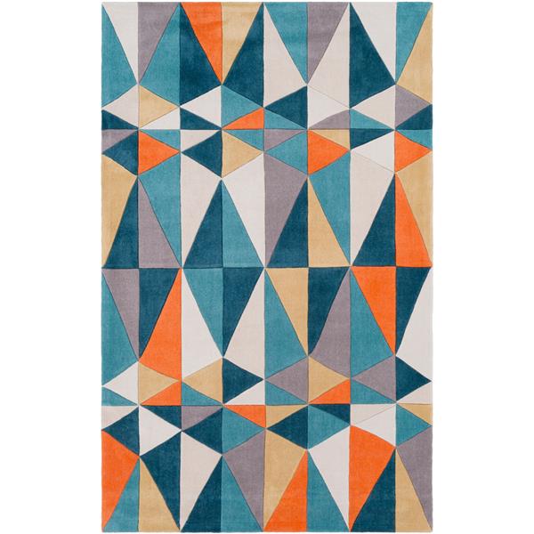 Surya Cosmopolitan Modern Area Rug - 8-ft x 11-ft - Rectangular - Teal/Orange