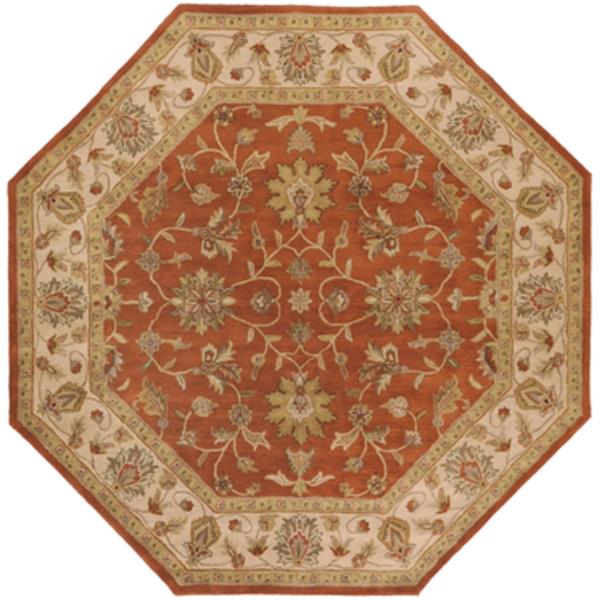 Surya Crowne Traditional Area Rug - 8-ft x 8-ft - Octagonal - Rust ...