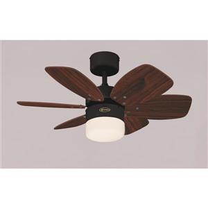 Ventillateur de plafond Flora Royal de Westinghouse Lighting Canada, 1 lumière, 6 pales, bronze huilé