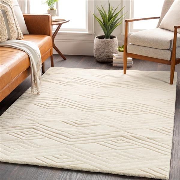 Surya Etching Solid Area Rug 5ft x 8ft Rectangular Cream