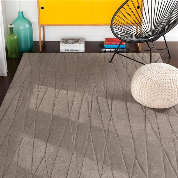 Surya Etching Solid Area Rug 8ft x 11ft Rectangular Taupe