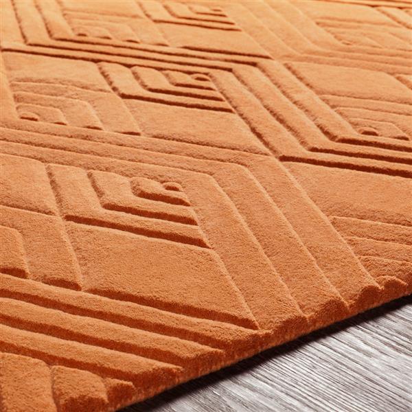 Surya Etching Solid Area Rug 5ft x 8ft Rectangular Orange