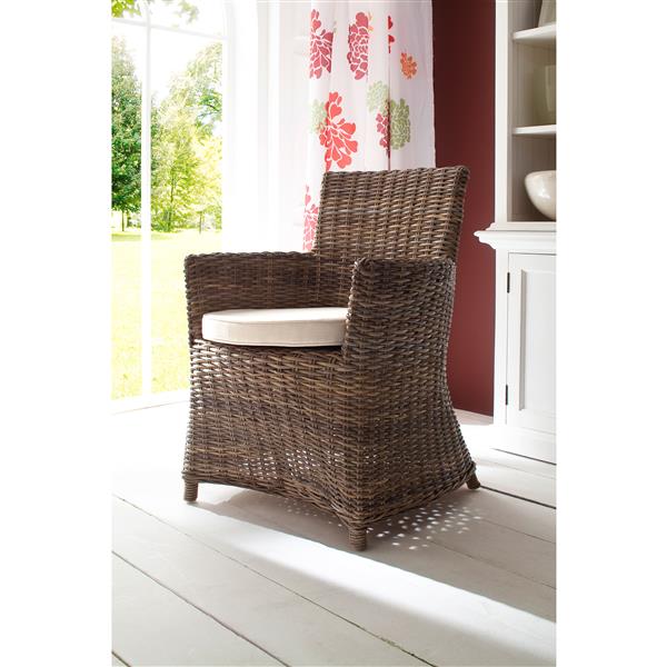 NovaSolo Wickerworks Bishop Dining Chair with Cushion - Set of 2