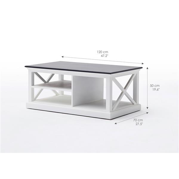 NovaSolo Halifax Contrast Coffee Table - 28-in x 48-in - White/Black