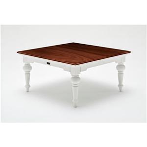 NovaSolo Provence Accent Square Coffee Table - 40-in x 40-in - White/Mahogany
